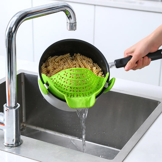 Silicone Pot Side Drain StopperHome Harmony Essentials1Kitchen & Bar EssentialsProduct information: Product Category: Kitchen Gadgets Set Specifications: green, red, orange, sky blue, black Style: modern minimalist Material: Silicone &amp; 301 Silicone Pot Side Drain Stopper