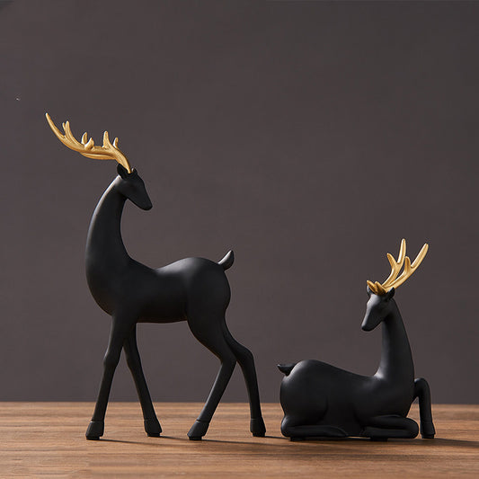 Resin Deer Statue Decor OrnamentsHome Harmony Essentials1Home DecorProduct information: Material: Resin Craft: Semi-manual Category: Other Hanging form: ornaments Style: modern and simple Nordic Style: Animal Colour: A: Large pair oResin Deer Statue Decor Ornaments