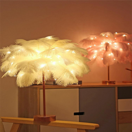 Feather Nordic Desk Table LampHome Harmony Essentials1Home DecorOverview: The antique, vintage design makes your home full of style, which can be used as a shooting prop or beautify the family environment. It is perfect for bedroFeather Nordic Desk Table Lamp