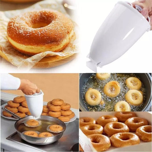 Creative Donut Making Baking ToolsHome Harmony Essentials1Kitchen & Bar EssentialsOverview: With this donut dispenser, it's easy to make donuts like the pros. In fact, it's very easy, as simple as making pancakes. Step: 1.Mix the batter just like Creative Donut Making Baking Tools