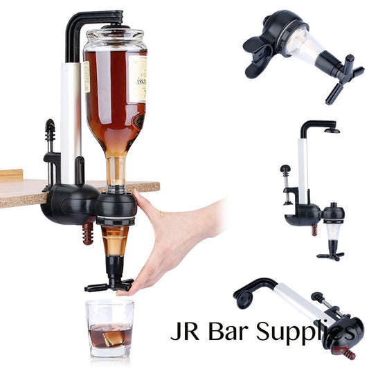 Wall Mounted Liquor Dispenser Wine DispenserHome Harmony Essentials1Kitchen & Bar EssentialsOverview - Single Head Stainless Steel Bar Butler Wine Juice Cocktail Dispenser Holder.- Food-grade ABS plastic measuring cups, and, the bar butler has a spring teleWall Mounted Liquor Dispenser Wine Dispenser
