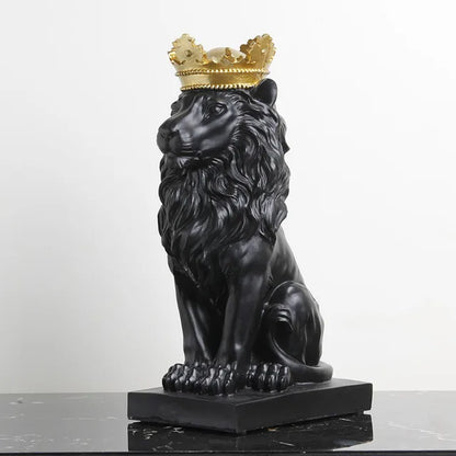 Resin Lion Statue Crown Lions Sculpture Animal Figurine Abstract Decoration Home Decor Nordic Model Decor Table Ornaments