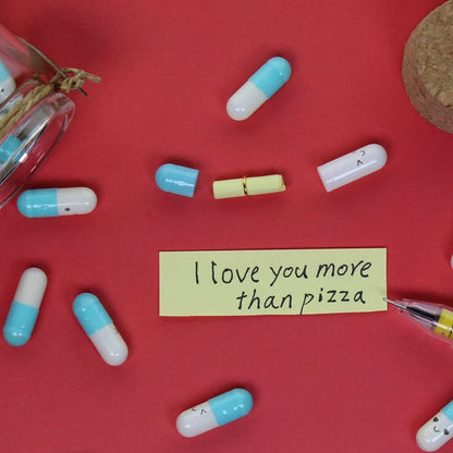 Valentines Day Gifts for Her Him Boyfriend Girlfriend Capsule Notes Pills in a Glass Bottle Letter Messages for Couples Men Women (Light Blue 25Pcs)