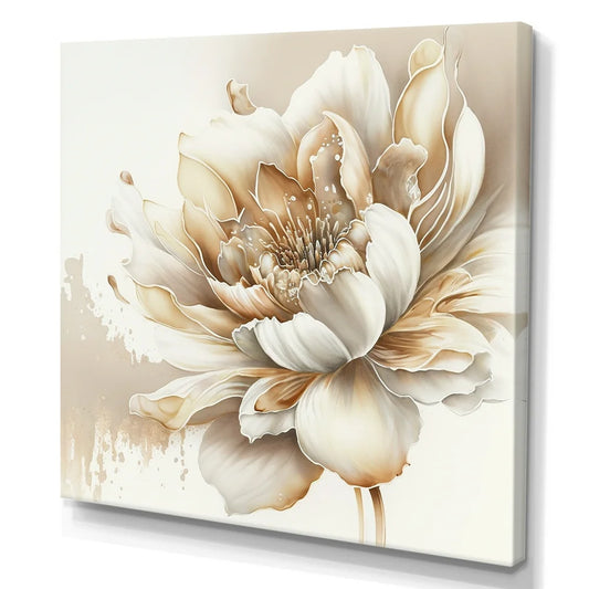 Blooming Beige Floral Design I Canvas Wall Art