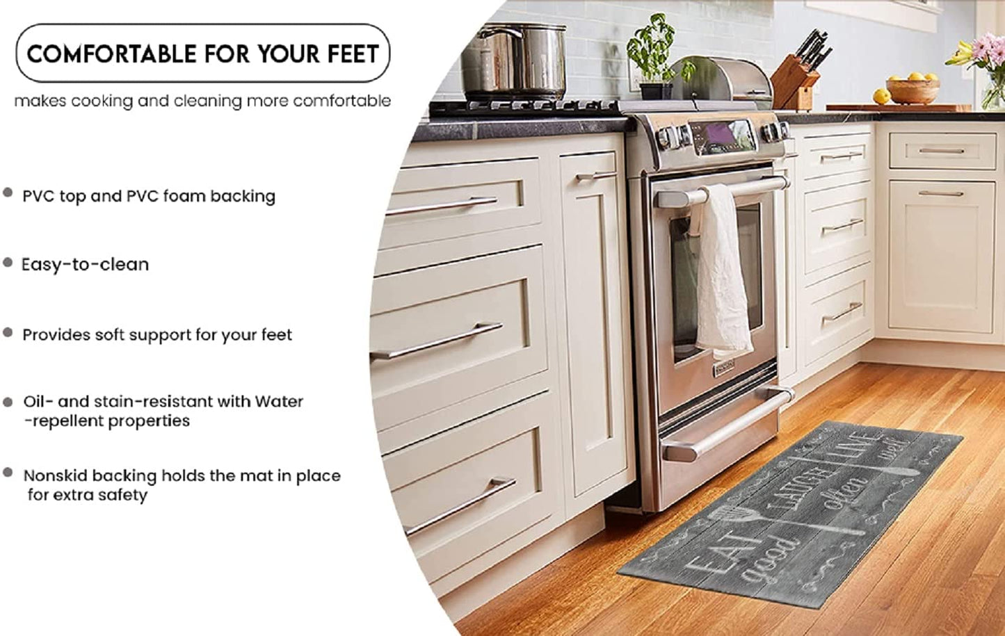 Kitchen Mat Cushioned anti Fatigue Floor Mat,19.6"X55", Thick Non Slip Waterproof Kitchen Rugs and Mats, Standing Mat for Kitchen,Floor,Home,Office,Desk,Sink,Laundry (Home Heartwood)