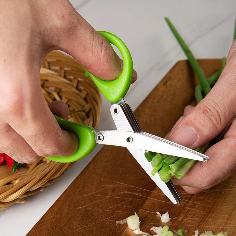 Muti-Layers Kitchen Scissors Stainless Steel Vegetable Cutter Scallion Herb Laver Spices Cooking Tool Cut Kitchen Accessories