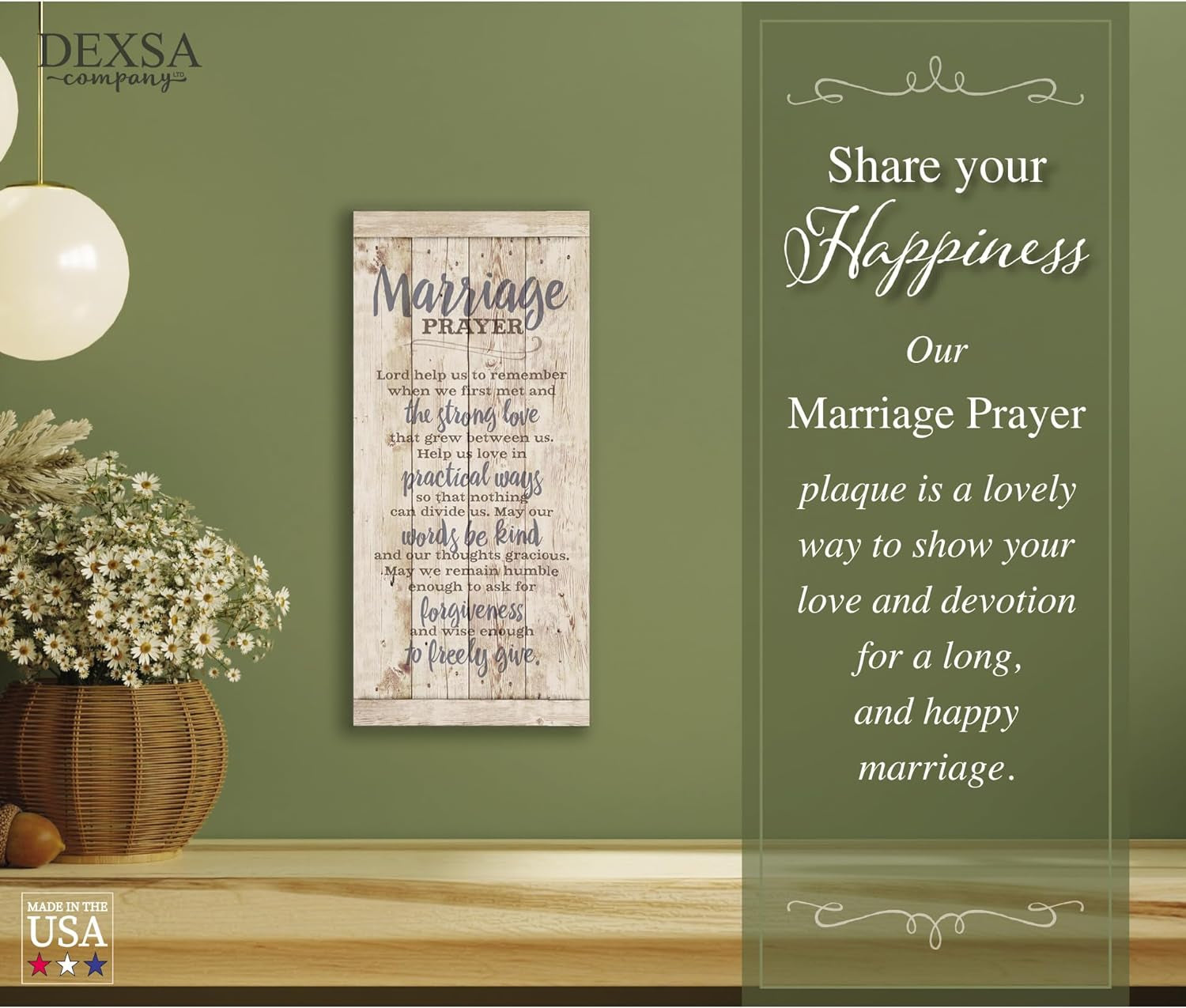 Marriage Prayer Wood Plaque - Made in the USA - 5.5X12 - Classy Frame Wall Hanging Decoration | Lord, Help Us to Remember When We First Met | Christian Family Religious Home Decor Saying