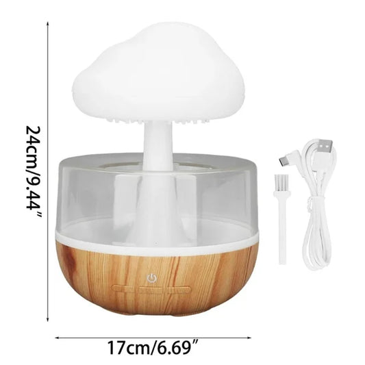 Rain Cloud Water Drop Air Humidifier Ultrasonic Cool Mist Maker Colorful Night Light Bedroom Essential Oil Aromatherapy Diffuser